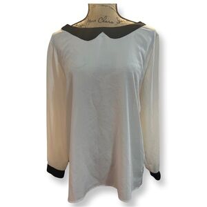 The Limited Ivory and Black Blouse LG